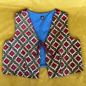Handmade tie front vest made from vintage fabric